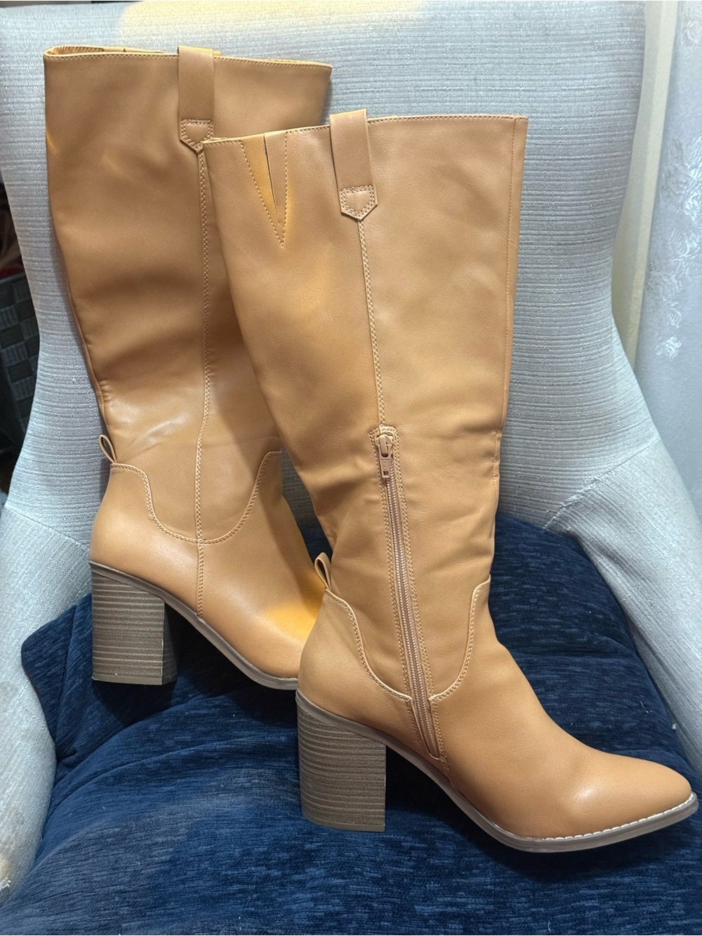 Classic Camel/Tan Knee-High Women's Boots - Picture 2 of 5